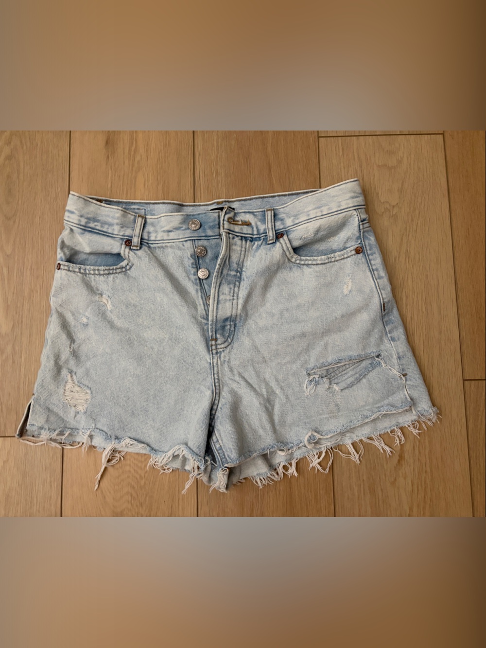 Express Light Wash Distressed Denim Cutoff Shorts